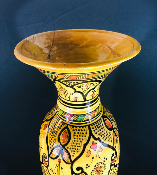 Vintage Moroccan Pottery Yellow Vase