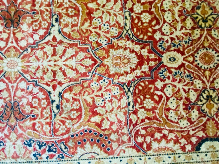 Vintage Large Hand Knotted Sarouk Persian Rug or Carpet