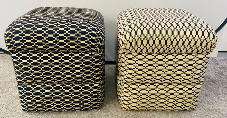 White Cube Ottoman, Stool or Bench, Compatible Pair