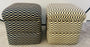 Art Deco Beige and Black Cube Ottoman, Stool or Bench, Compatible Pair
