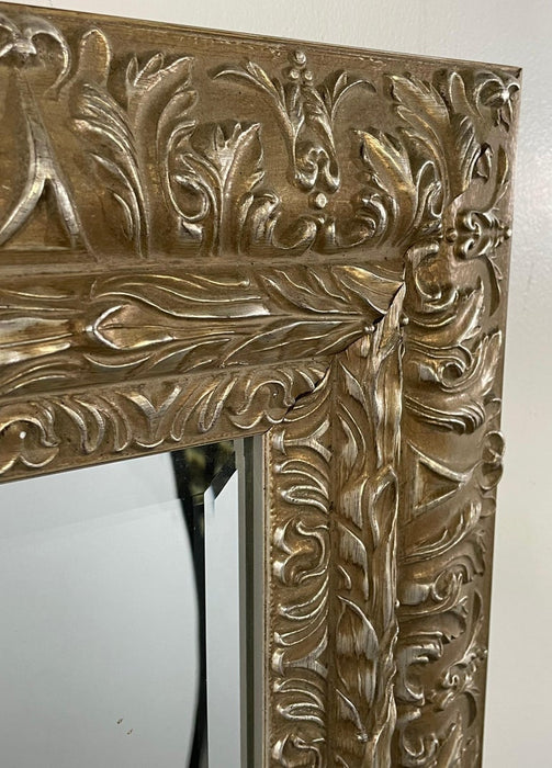French Regency Style Mirror in Silver/Champagne Tone With Beveled Glass