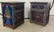 Vintage Moorish Moroccan Blue Hand-Painted Nightstand, Side or End Table, a Pair