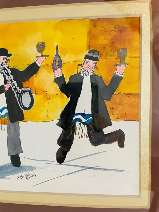 A Group of Jazz Klezmer Jewish Musicians Print, Framed and Signed
