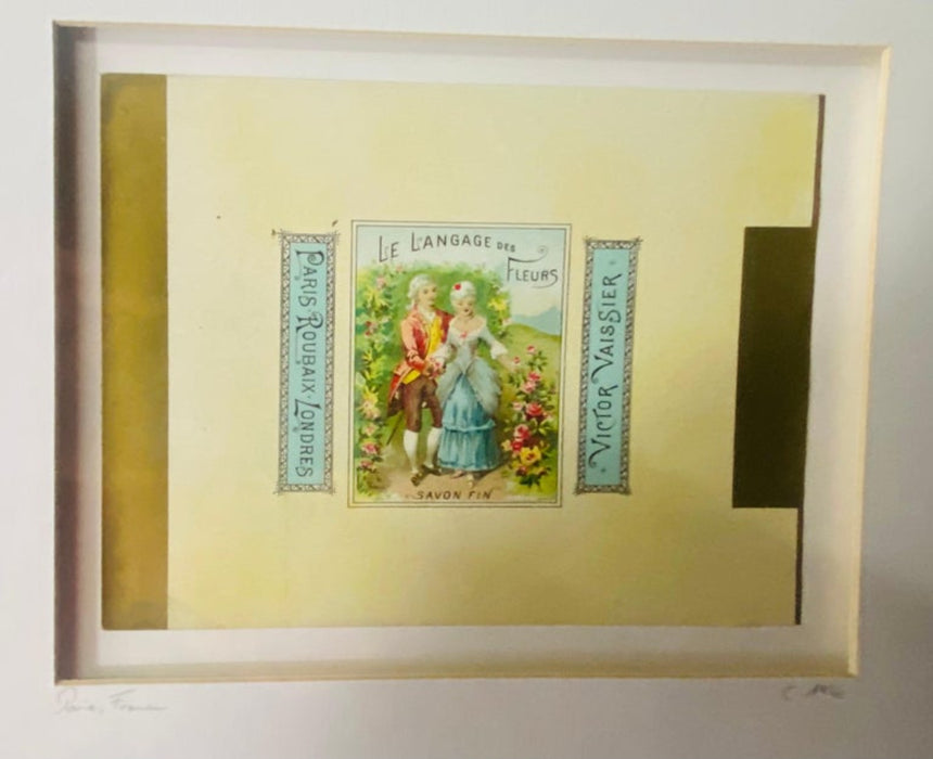 Antique 1940's French Soap label by Victor Vissier, a Pair, Framed and Matted