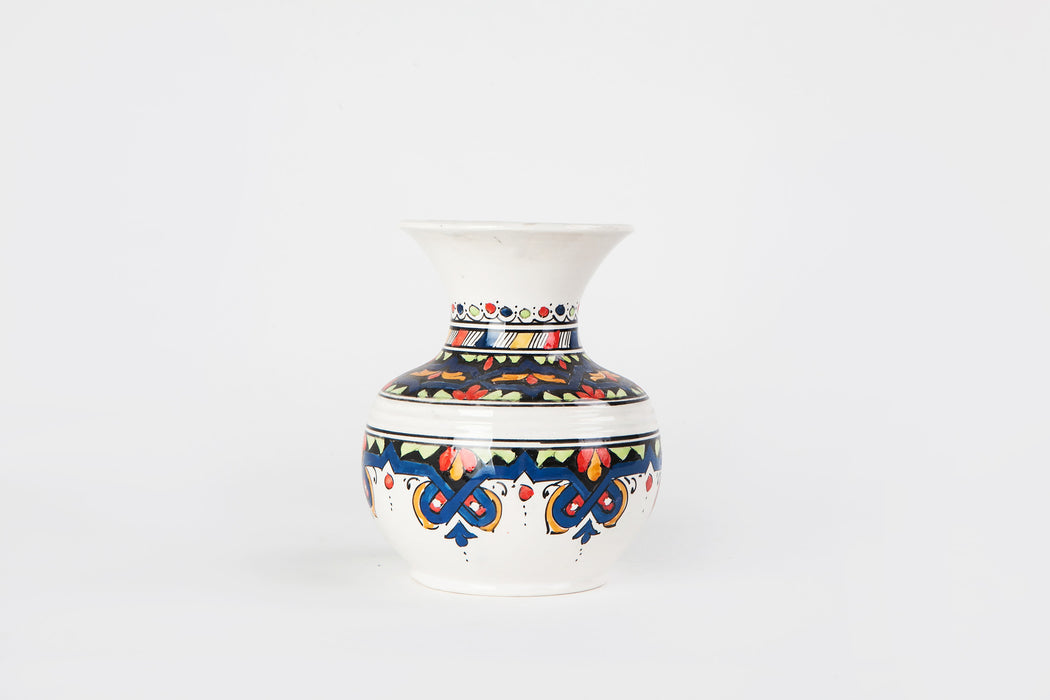Vintage Moroccan Handmade Blue and White Vase