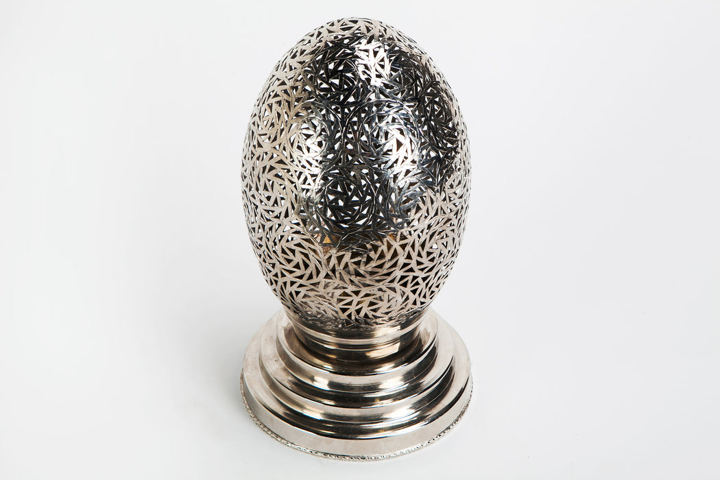 Fez Silver White Brass Egg Table Lamp