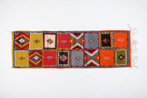 Vintage Moroccan Tribal Multi-color Handwoven Wool Runner Rug or Carpet