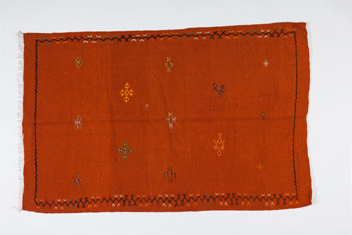 Vintage Moroccan Minimalist Pumpkin Spice Orange Wool Area Rug or Carpet