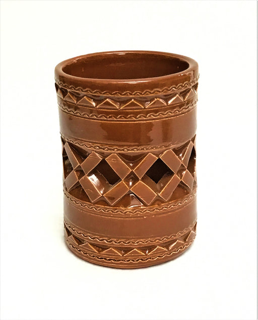 MOROCCAN BROWN CERAMIC TEALIGHT CUP