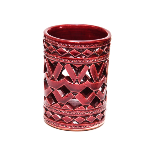 MOROCCAN  BURGUNDY CERAMIC TEALIGHT CUP