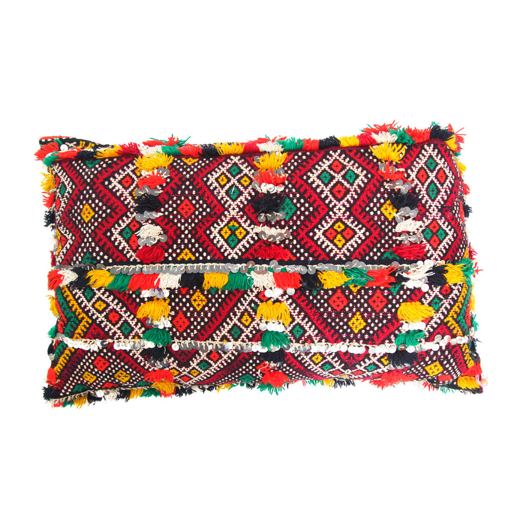 Handmade Moroccan Kilim Style Pillow with Sequins