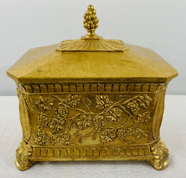 Antique Gilded Metal Jewelry or Storage Box