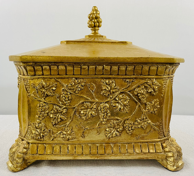 Antique Gilded Metal Jewelry or Storage Box