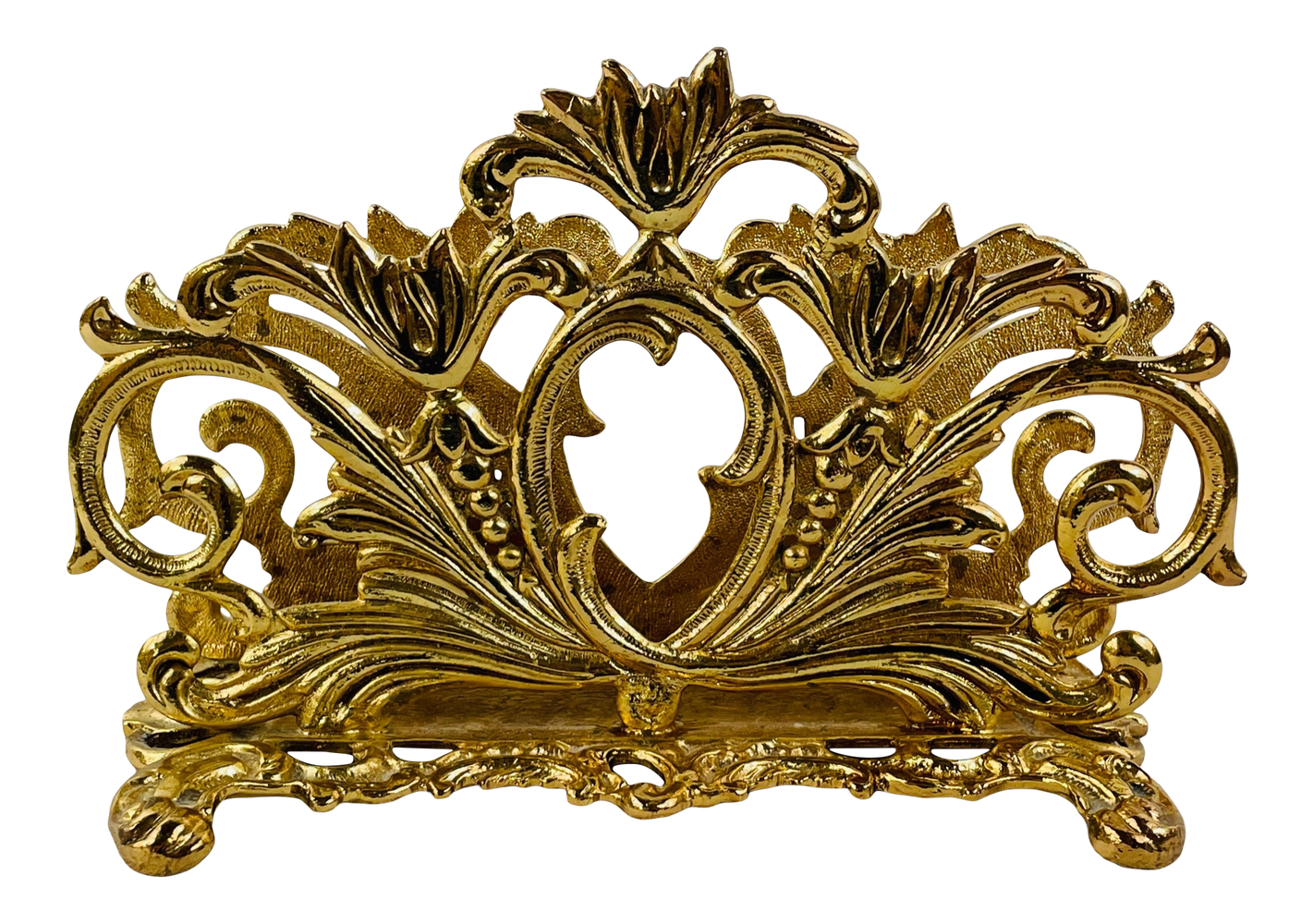 Art Nouveau Stylebuilt Desk Letter, Napkin Holder Ornate Gold Tone