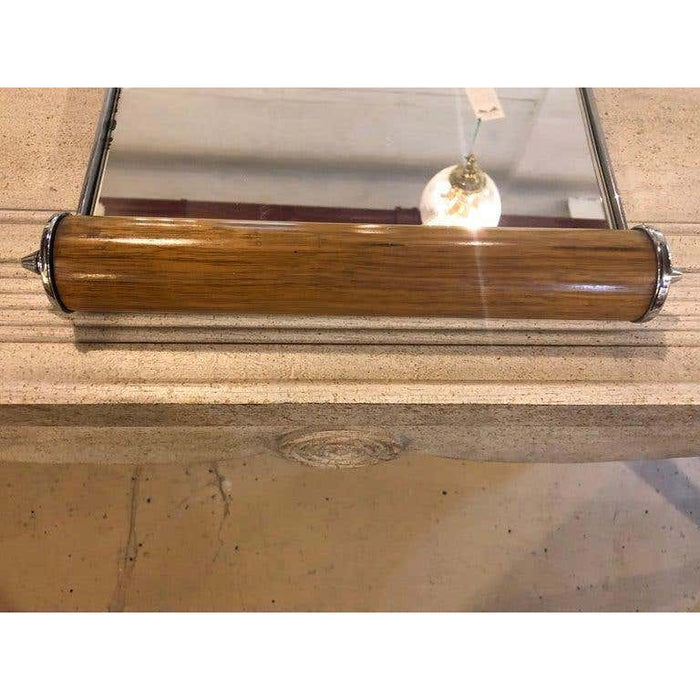 Period Art Deco Serving Tray Rosewood and Chrome Mirror Top Made in Belgium