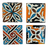 Ceramic Handpainted Moroccan Coaster or Tile, Set of 4