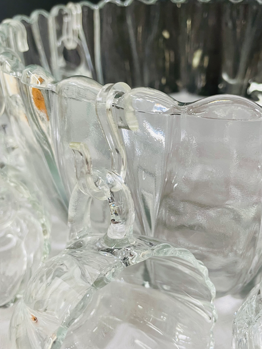 Crystal Bowl and Serving Cup Set, 11 Pieces