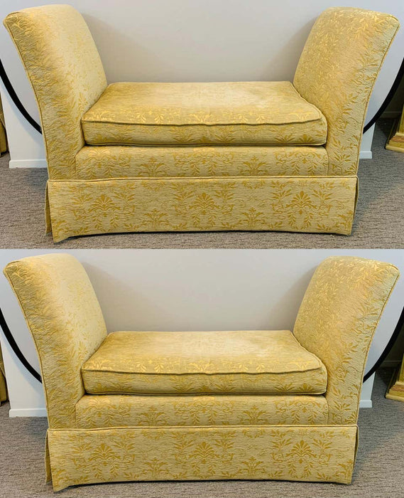 French Art Deco Style Yellow Gold Bench or Window Seat after Dominique, a Pair