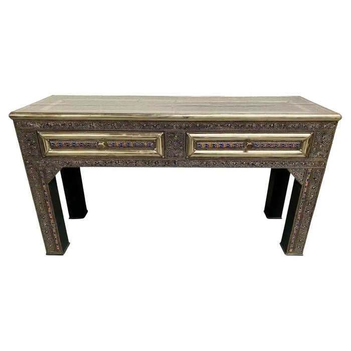 Hollywood Regency Style Console, Desk or Table Brass in Filigree Design