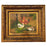 Vintage Oil Painting of Roosters and Bunny in the Manner of Claude Guilleminet