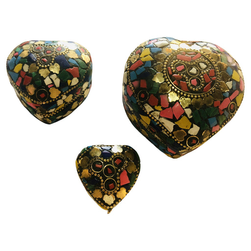 A Set of Three Heart Shaped Natural Stones boxes