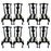 Vintage Hickory Black Lacquer Chippendale Style Dining Chairs, Set of 8