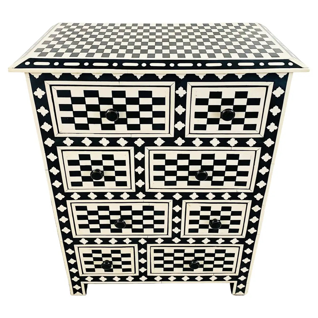 Art Deco Style Black and White Checkers Design Dresser, Chest or Commo Art Deco Style Black and White Checkers Design Dresser, Chest or Commo