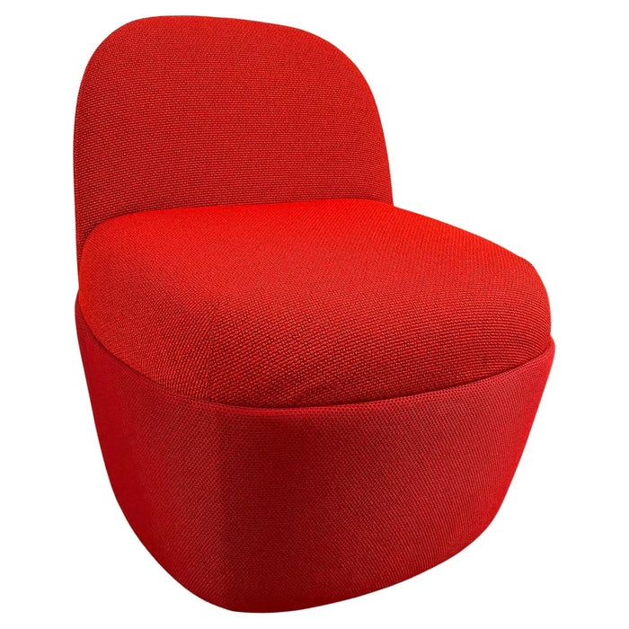 Modern Studio TK Custom Red Knit Fabric Slipper Chair or Pouf with Back, a Pair