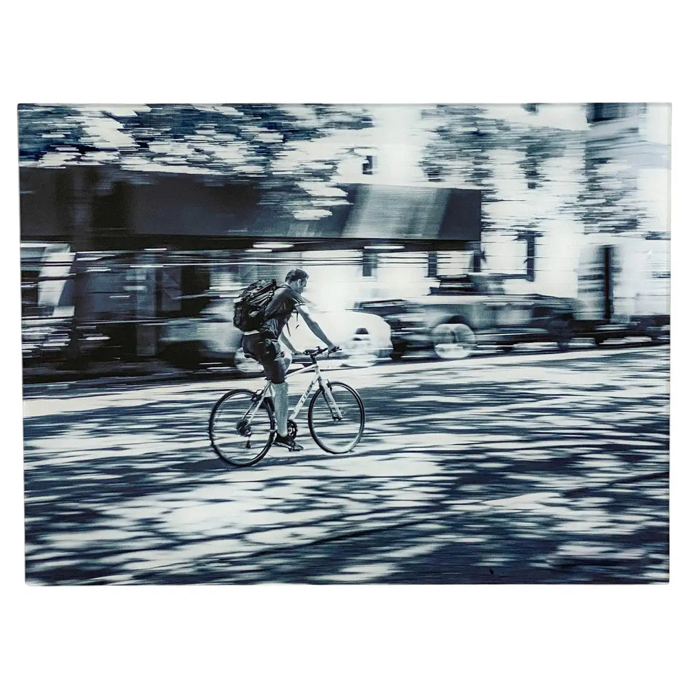 Urban Expressionist Photography Titled "Hermes" of Man on a Bicycle in NYC