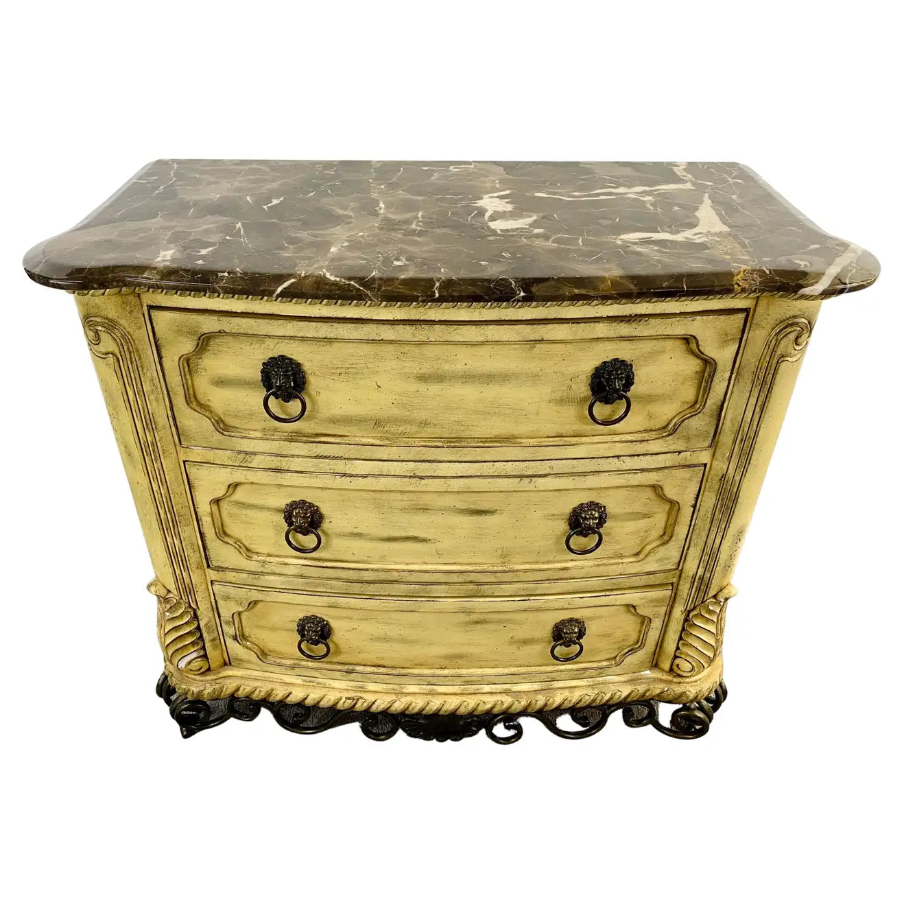 French Empire Style Commode or Dresser with Marble Top & Bronze Lion H French Empire Style Commode or Dresser with Marble Top & Bronze Lion H