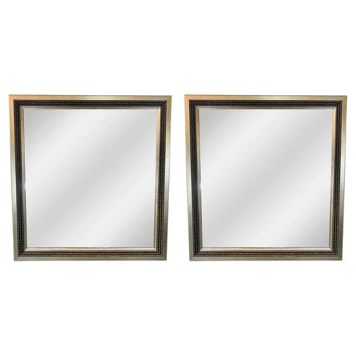 Julian Schnabel Brutalist Style Silver Studded Console or Wall Mirror , a Pair