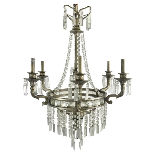 French Federal Style Antiqued Chandelier, 6 Bulbs