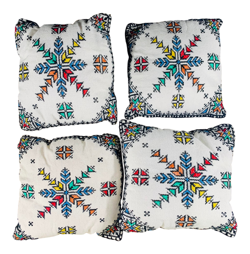 Hand Embroidered Boho Chic Small Pillows, Set of Four