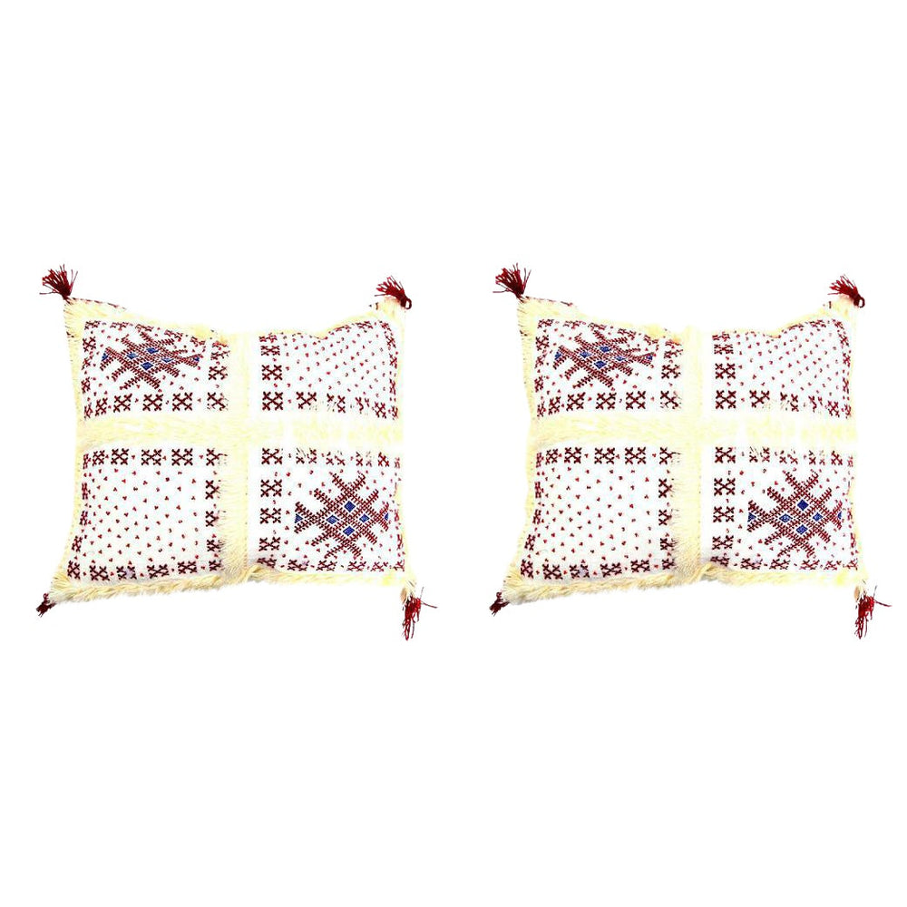 Moroccan Red & White Wedding Pillow, a Pair