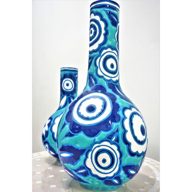 Italian Bold Blue & White Vases - A Pair