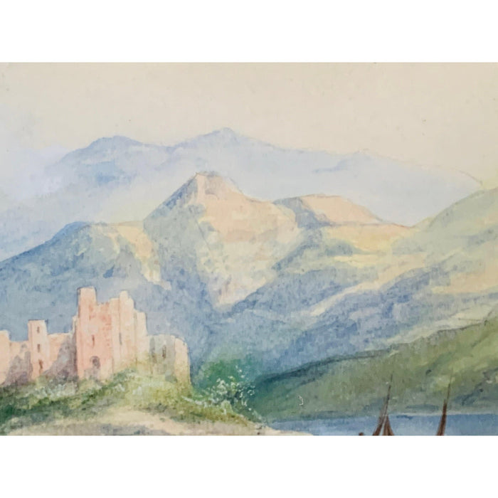 Landscape Lake and Castle Print Signed by Artist and Framed