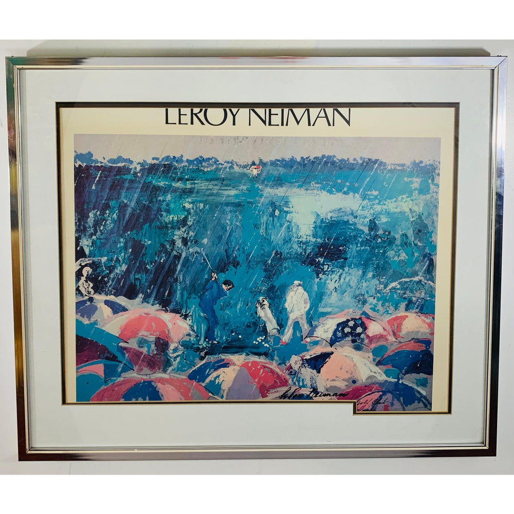 Leroy Neiman Print "Arnold in the Rain" Golf Hammer Graphics Framed and Signed
