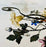 Boho Chic Flowers and Leaves Faux Crystal and Metal Ceiling Chandelier, 4 Lights