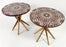 Arabesque Moorish Style Resin Art Round Top Arabesque End or Side Table, a Pair