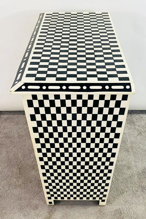 Art Deco Style Black and White Checkers Design Dresser, Chest or Commode