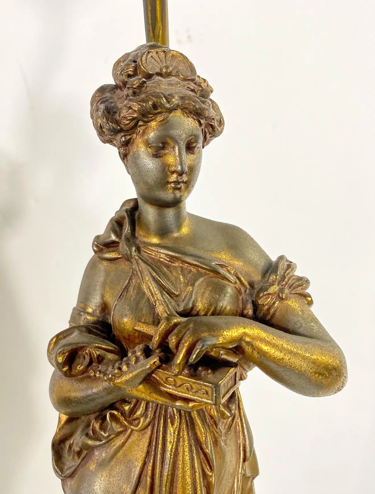 French Art Nouveau Bronze Figural Table Lamp, a Pair French Art Nouveau Bronze Figural Table Lamp, a Pair