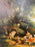 Large Impressionistic Oil on Canvas Painting of Farmers with Cattle, Framed