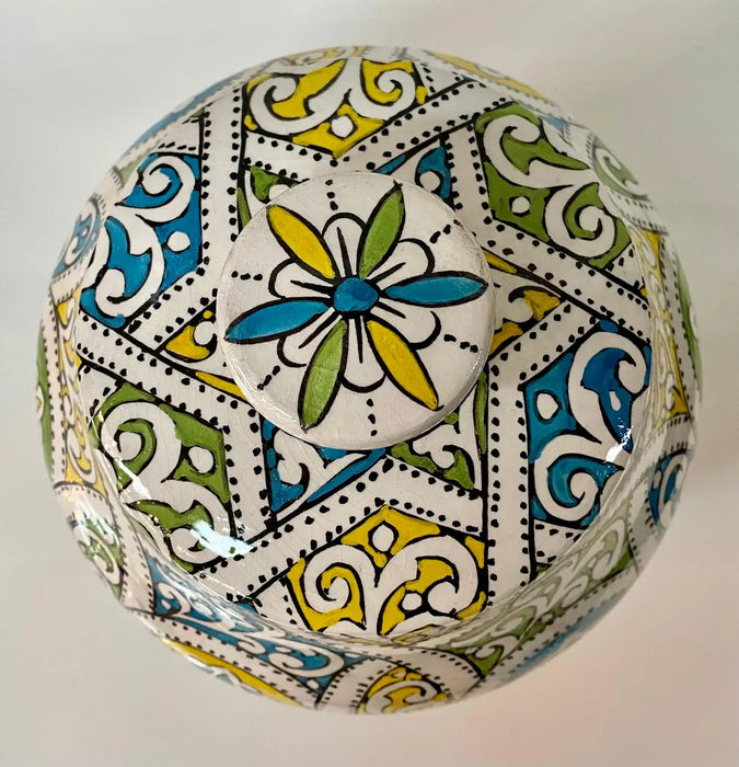 Boho Chic Moroccan Design Handmade Ceramic Urn or Jar