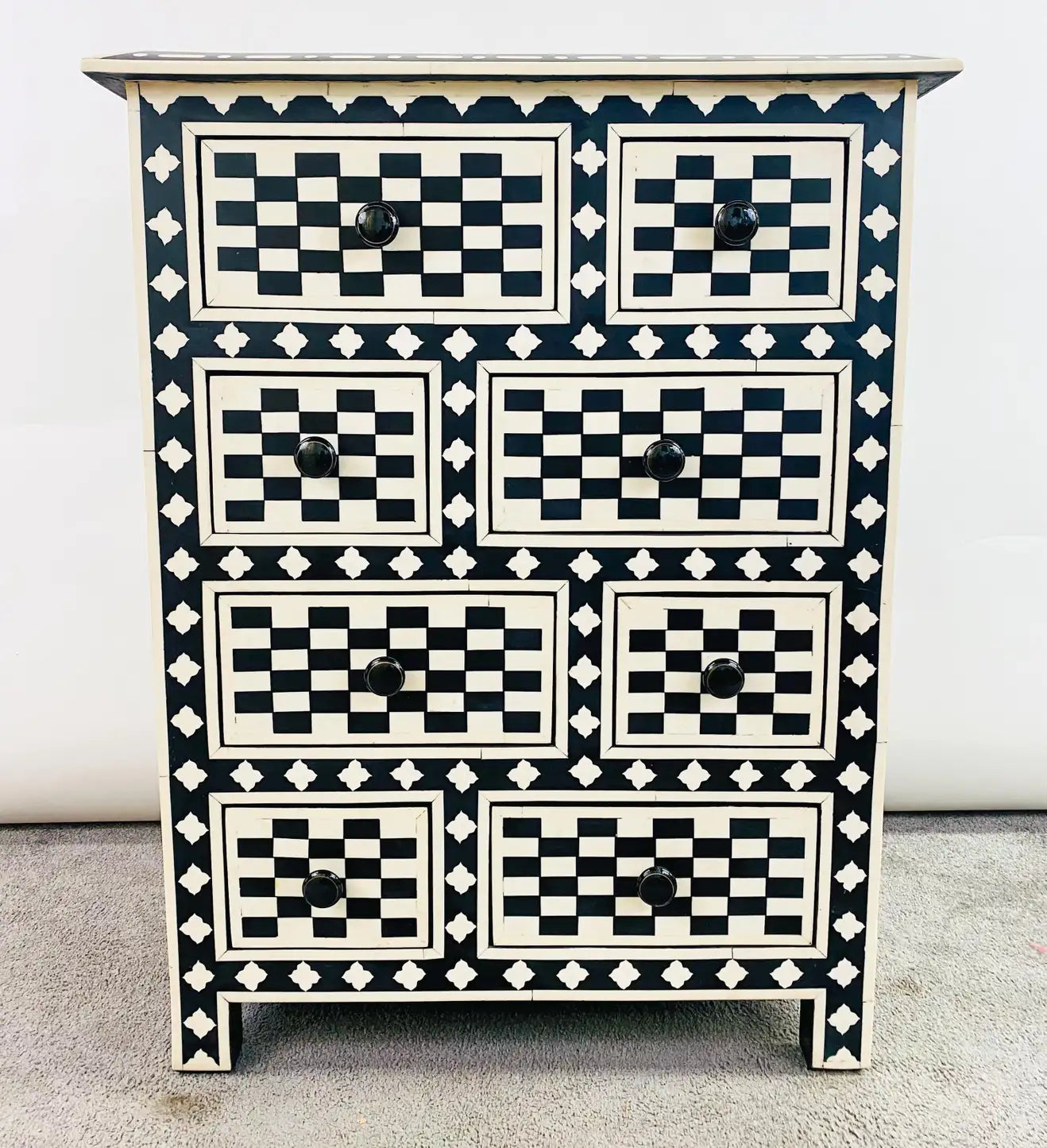 Art Deco Style Black and White Checkers Design Dresser, Chest or Commo Art Deco Style Black and White Checkers Design Dresser, Chest or Commo