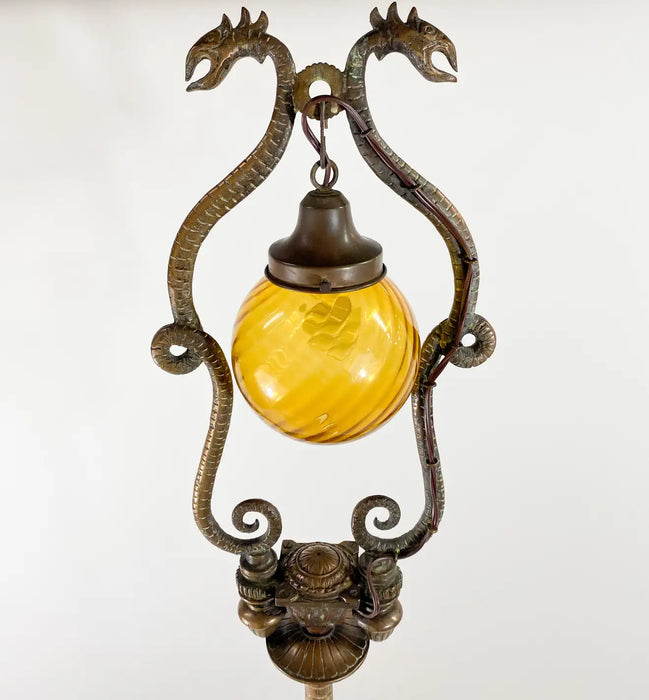 19th Century French Rococo Revival Style Bronze Patinated Dragons Floor Lamp