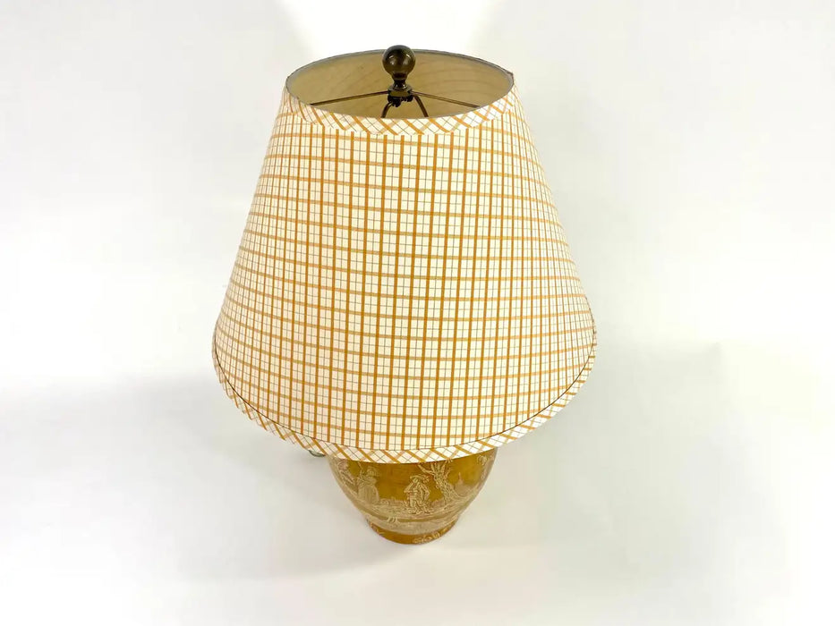 Pierre Deux French Country Ceramic Yellow Table Lamp with Custom Shade