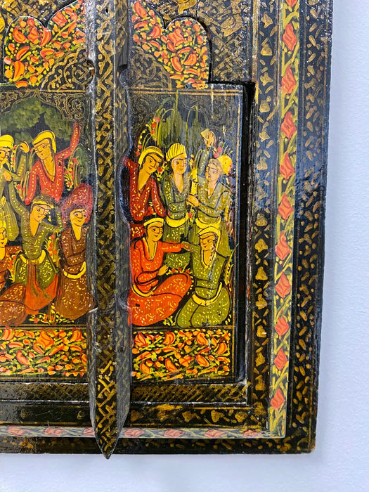 Antique Persian Qajar Wall mirror Hand painted with Two Doors