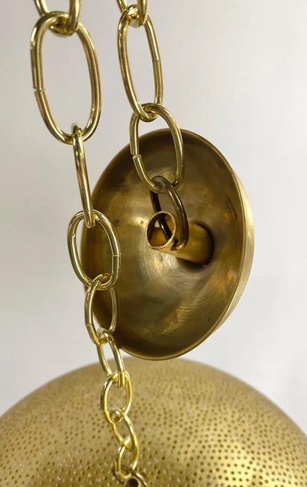 Mid-Century Modern Style Oval Spaceship Brass Pendant or Lantern, a Pair