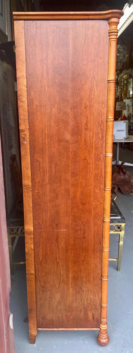 Antique French Bamboo style One Door over Three Drawers Armoire or Wardrobe