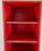 Julian Schnabel Leather Tooled Red Cabinet or Bookcase, Pair